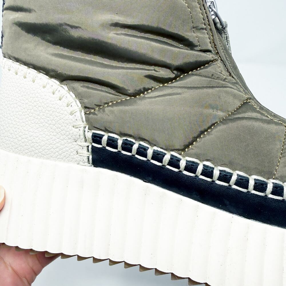 NWOB Dolce Vita Olive Green and Cream Chunky Sneaker Boots Women's US Size 7 - Picture 4 of 8